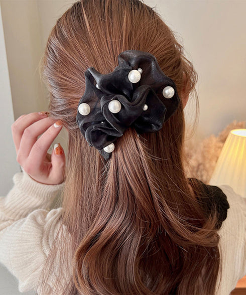 キラキラシュシュ 透け感 フェイクパール レディース 大人 可愛い ヘアゴム おしゃれ ヘアアレンジ 髪留め 髪飾り 簡単 まとめ髪 人気 デート 発表会 雑貨 99XHSP-001