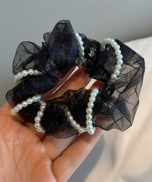 オーガンジーシュシュ パール付き 韓国風 レディースヘアゴム ヘアアクセサリー ポニーテール 大人可愛い トレンド 上品 ガーリー 透け感 発表会 女子会 デート 99XHSP-007