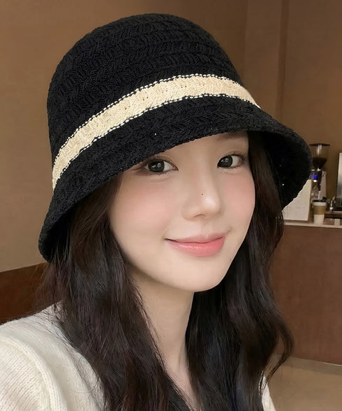 バケットハット 麦わら帽子 レトロ配色 レディース 紫外線UV対策帽子 ビーチ帽子 春夏 日よけ帽子 折りたたみ 大人可愛い リゾートハット アウトドア 夏小物 99YHGM-001