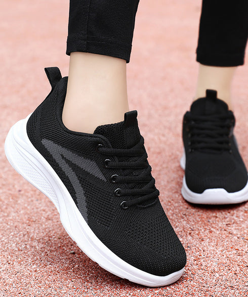 スニーカー レースアップ ローカット靴 レディース コンフォートシューズ シンプル 歩きやすい 疲れにくい 通勤通学 スポーツ アウトドア ランニング靴 黒 99YJBH-008
