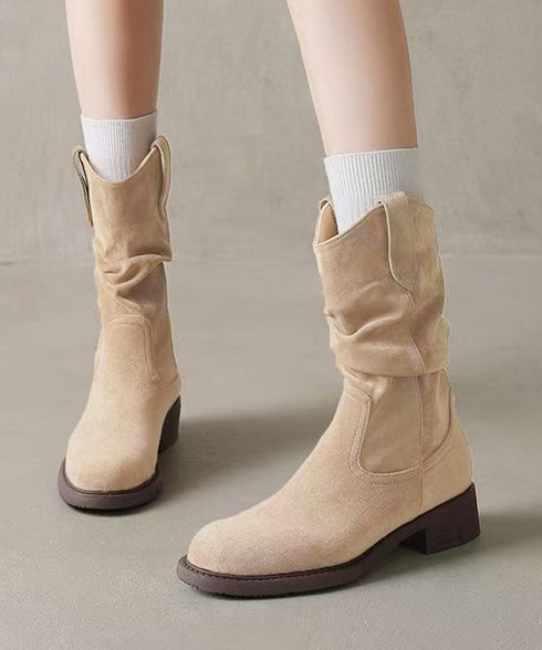 ウエスタンブーツ ミドルブーツ 春秋冬靴 レディース ジョッキーブーツ ヴィンテージ風 スウェード 韓国ファッション ガーリー きれいめ おしゃれ 大人可愛いくつ 99YYXC-051