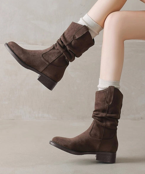 ウエスタンブーツ ミドルブーツ 春秋冬靴 レディース ジョッキーブーツ ヴィンテージ風 スウェード 韓国ファッション ガーリー きれいめ おしゃれ 大人可愛いくつ 99YYXC-051