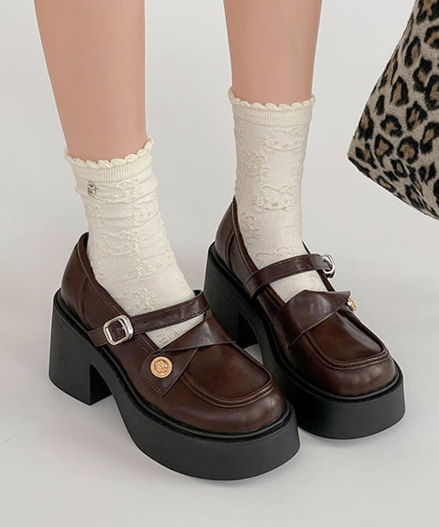 厚底ローファー レディース 太ヒール パンプス チャンキーヒール ボリュームソール 可愛い 疲れにくい 歩きやすい クラシック オルチャン 通勤通学 99YYXC-054