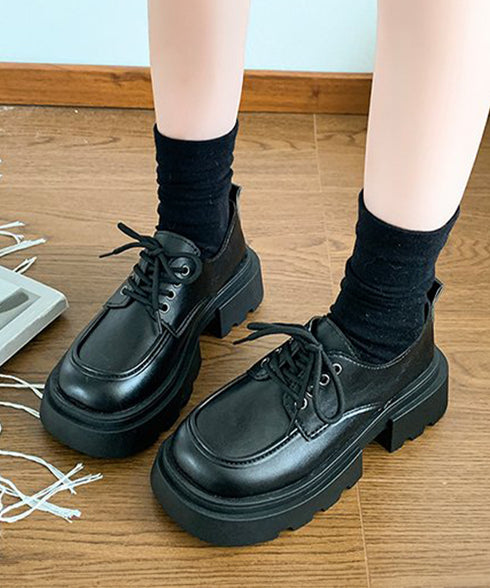 厚底ローファー レースアップシューズ レディース ドレスシューズ レザー調 美脚くつ チャンキーヒール 大人 可愛い カジュアル 疲れない おしゃれ 通勤通学 99YYXC-058