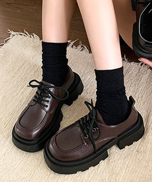 厚底ローファー レースアップシューズ レディース ドレスシューズ レザー調 美脚くつ チャンキーヒール 大人 可愛い カジュアル 疲れない おしゃれ 通勤通学 99YYXC-058