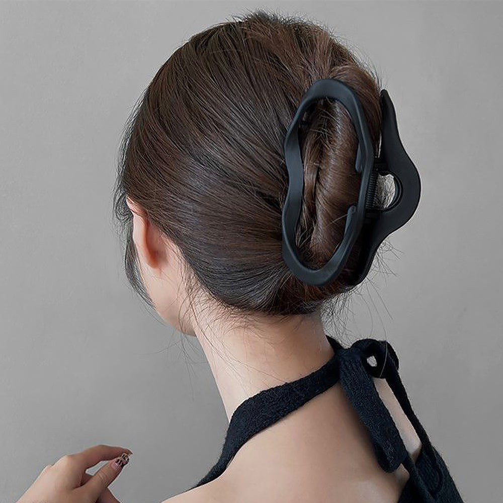 樹脂ヘアクリップ レディース まとめ髪 ブラックスムース