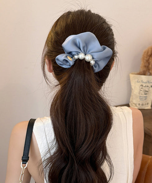 サテンヘアゴム シュシュ パール付き レディース まとめ髪 ヘアアレンジ 大人可愛い おしゃれ オルチャン 髪留め 人気 デート 発表会 女子会 99ZYSP-002