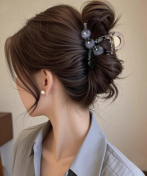 バンスクリップ ヘアクリップ ビーズ レディース ヘアアクセサリー まとめ髪 ラインストーン 髪飾り きれいめ フェミニン オフィスカジュアル ヘアアレンジ 99ZYSP-005