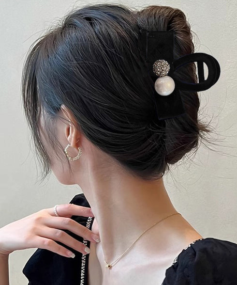 バンスクリップ 小さめ リボン パール ヘアアクセサリー韓国風 人気 おしゃれ 髪飾り 大人可愛い まとめ髪 オフィスカジュアル 女子会 プレゼント 入学式 99ZYSP-008