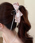 リボンヘアクリップ ドット柄 レディース バナナクリップ ヘアクリップ ヘアアクセサリー ヘアアレンジ 髪留め まとめ髪 おしゃれ 大人可愛い 女子会 99ZYSP-015