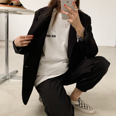 Tシャツ レディーストップス Tシャツ レディーストップス 長袖カットソー 韓国 英字ロゴ 体型カバー ゆったり 99AAA-012