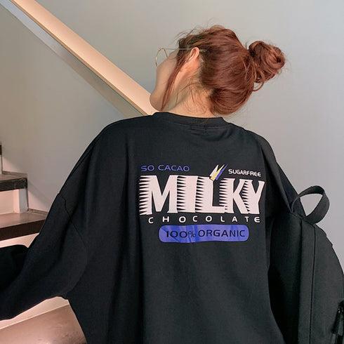 Tシャツ レディーストップス 長袖 Tシャツ レディーストップス 長袖 カットソー 体型カバー プリント カジュアル 韓国 ゆったり 99AAA-018