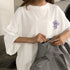 半袖Tシャツ レディース 夏 ロゴ 韓国 トップス ロング丈 ゆったり 着痩せ ルームウェア カジュアル 大人 体型カバー 99AAA-024
