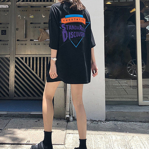 半袖Tシャツ レディース 夏 ロゴ 韓国 トップス ロング丈 ゆったり 着痩せ ルームウェア カジュアル 大人 体型カバー 99AAA-024