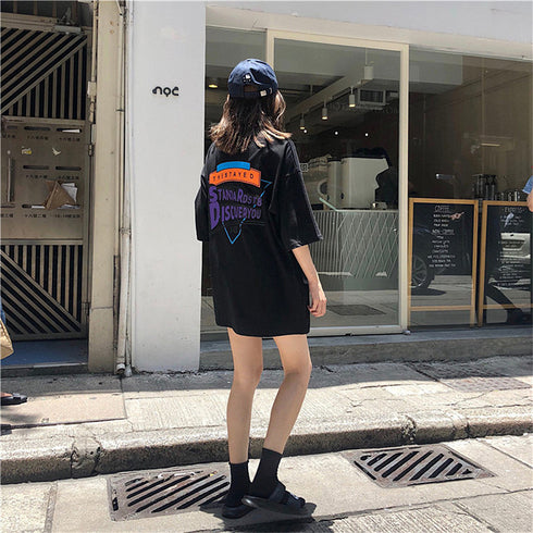 半袖Tシャツ レディース 夏 ロゴ 韓国 トップス ロング丈 ゆったり 着痩せ ルームウェア カジュアル 大人 体型カバー 99AAA-024