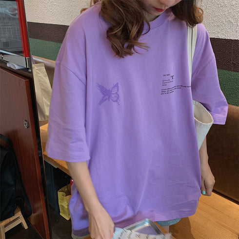 ロゴTシャツ レディース 韓国 春夏 トップス ルーズ 英字 ゆったり ロング ゆったり 着痩せ 体型カバー オルチャン 大人 99AAA-029