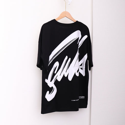 Tシャツ レディース 春夏 半袖 ロゴ トップス オルチャン ロング丈 ゆったり 着痩せ ルームウェア カジュアル 体型カバー 99AAA-030