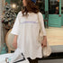 Tシャツ レディース 春夏 半袖 ロゴ トップス オルチャン ロング丈 ゆったり 着痩せ ルームウェア カジュアル 体型カバー 99AAA-030