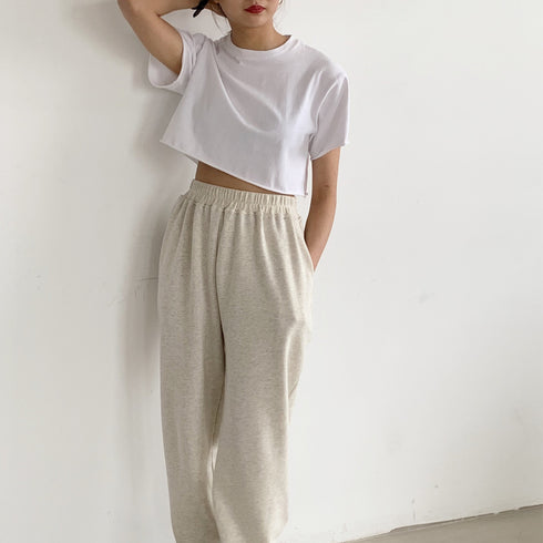 へそ出し トップス 韓国 着やせ へそ出し トップス 韓国 着やせ ゆったり 無地 セクシー 丸首 カジュアル 99AAA-031