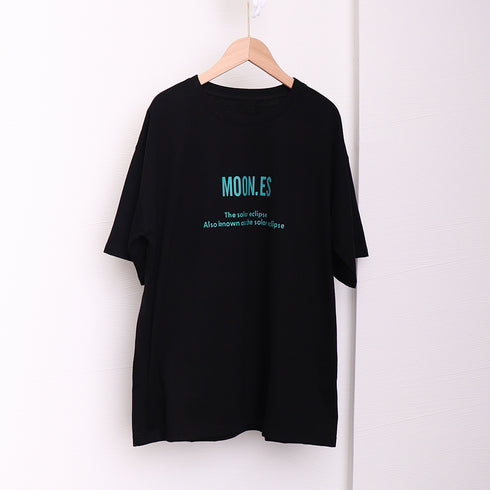 半袖Tシャツ レディース 韓国 英字ロゴ カットソー 春夏 オルチャン 人気 ロング ゆったり 着痩せ カジュアル ワンサイズ 99AAA-032