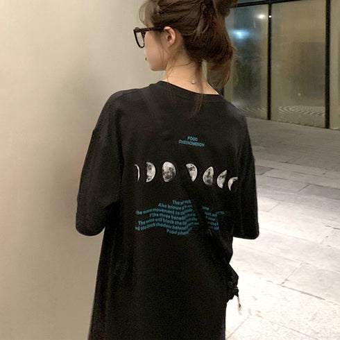 半袖Tシャツ レディース 韓国 英字ロゴ カットソー 春夏 オルチャン 人気 ロング ゆったり 着痩せ カジュアル ワンサイズ 99AAA-032