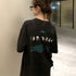 半袖Tシャツ レディース 韓国 英字ロゴ カットソー 春夏 オルチャン 人気 ロング ゆったり 着痩せ カジュアル ワンサイズ 99AAA-032