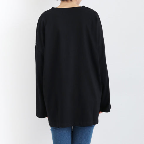 Tシャツ レディース 長袖 オルチャン カットソー トップス 韓国 ロゴトップス オーバーサイズ ゆったり 体型カバー カジュアル おしゃれ 英字ロゴ 99AAA-034