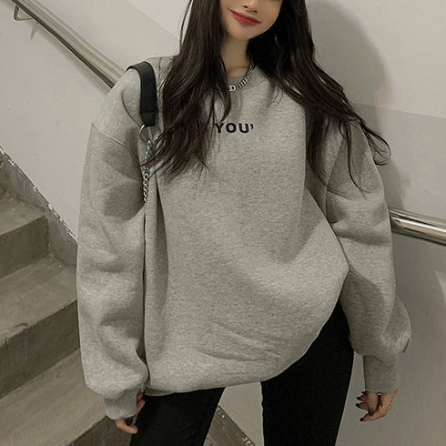 トレーナー レディース 裏起毛 韓国 韓国風プルオーバー ゆったり カジュアル ロゴ 英字プリント スウェット オーバーサイズ 黒 グレー ピンク 99AAA-038
