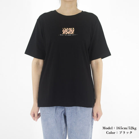 Tシャツ 半袖 レディーストップス 韓国 カットソー レオパード プリント 体型カバートップス フロントロゴt プルオーバー カジュアル おしゃれtシャツ 夏春秋 99AAA-049