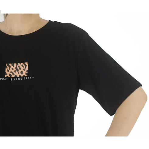 Tシャツ 半袖 レディーストップス 韓国 カットソー レオパード プリント 体型カバートップス フロントロゴt プルオーバー カジュアル おしゃれtシャツ 夏春秋 99AAA-049
