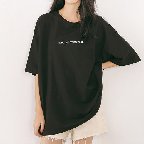 Tシャツ 半袖 レディーストップス 韓国 クールネック カットソー 英字ロゴ ゆったり 着やせ 体型カバー おしゃれ プルオーバー ストリート カジュアル 99AAA-050