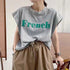 フレンチスリーブ 英字ロゴTシャツ 韓国 レディース プリントTシャツ 半袖 カットソー クルーネック おしゃれ カジュアル おしゃれ ストリート ダンス衣装 99AC-009