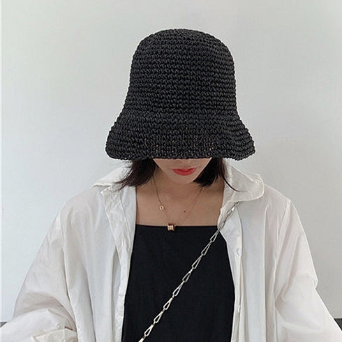 ハット ペーパー帽子 春夏 紫外線対策 レディース 韓国風 バケットハット 麦わら帽子 夏 ペーパーハット ストローハット 日焼け対策 折りたたみ ぼうし 99AC-015