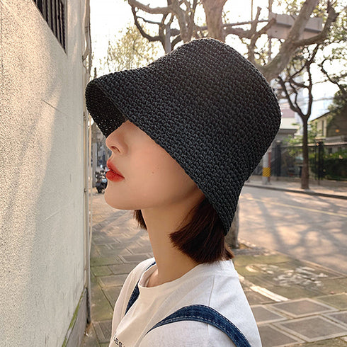 ハット ペーパー帽子 春夏 紫外線対策 レディース 韓国風 バケットハット 麦わら帽子 夏 ペーパーハット ストローハット 日焼け対策 折りたたみ ぼうし 99AC-015