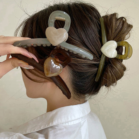 ヘアクリップ バンスクリップ 樹脂ハート レディース ヘアアクセサリー まとめ髪 大人っぽい お洒落 髪飾り 結婚式 演奏会 可愛い シンプル 韓国ヘアアクセ 99AXSM-002