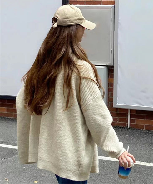 ニットカーディガン Vネック 中厚手秋冬 レディーストップス 長袖カーデ 無地セーター 羽織り シンプルアウター オフィスカジュアル 通勤通学 オシャレ服 99BDFS-002
