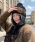ニット帽子 レディース 配色 紐付き ニットキャップ 小顔 折り畳み 秋冬 カジュアル 可愛い あったか 暖かい お出掛け アウトドア 旅行 99BGMY-001