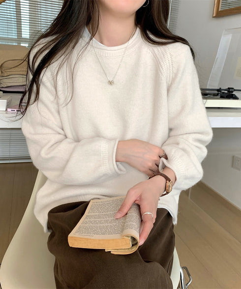 セーター レディース ボリューム袖 無地 ニットプルオーバー クルーネック 大人 可愛い おしゃれ カジュアル ゆったり 体型カバー 着回し 99BJFZ-001