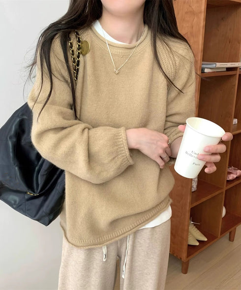 セーター レディース ボリューム袖 無地 ニットプルオーバー クルーネック 大人 可愛い おしゃれ カジュアル ゆったり 体型カバー 着回し 99BJFZ-001