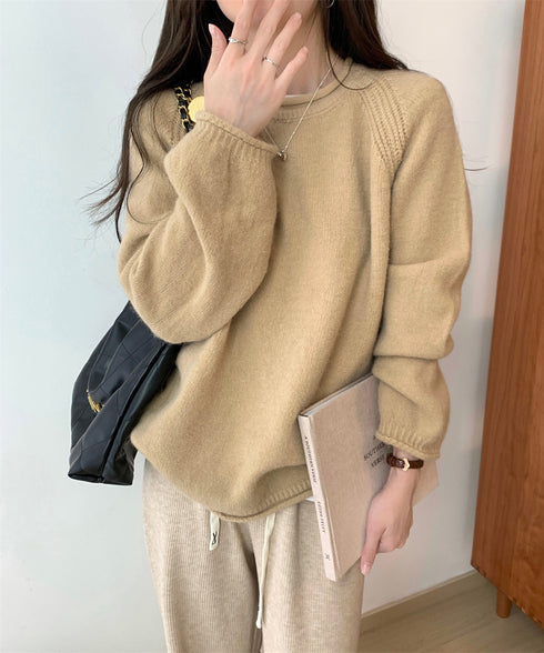 セーター レディース ボリューム袖 無地 ニットプルオーバー クルーネック 大人 可愛い おしゃれ カジュアル ゆったり 体型カバー 着回し 99BJFZ-001