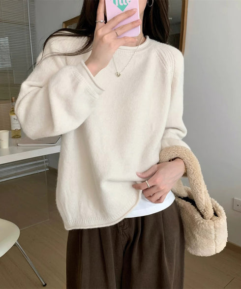 セーター レディース ボリューム袖 無地 ニットプルオーバー クルーネック 大人 可愛い おしゃれ カジュアル ゆったり 体型カバー 着回し 99BJFZ-001