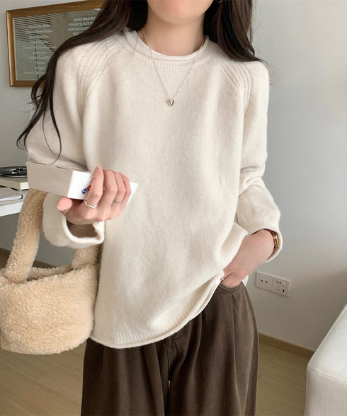 セーター レディース ボリューム袖 無地 ニットプルオーバー クルーネック 大人 可愛い おしゃれ カジュアル ゆったり 体型カバー 着回し 99BJFZ-001