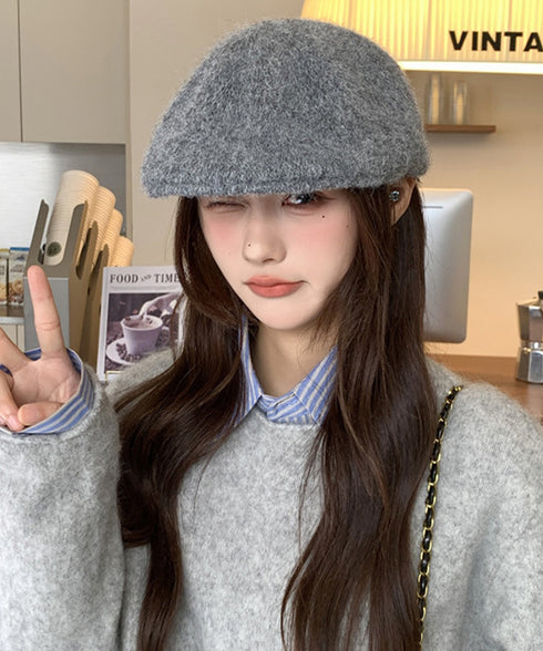 ベレー帽 起毛 英字ロゴ レディース ベレーキャップ 暖かい トレンド感 小顔 可愛い きれいめ おしゃれ カジュアル シンプル 大人 防寒 アウトドア 99BJMY-007