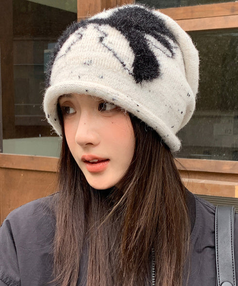 ビーニー帽 ニット帽子 リボン柄 レディース ニットキャップ ふわふわ 小顔 折り畳み カジュアル 可愛い 暖かい お出掛け アウトドア 旅行 99BJMY-008