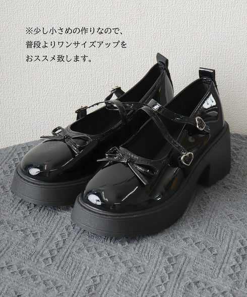 厚底ローファー リボン レディース ドレスシューズ 太ヒール ボリュームソール 可愛い 美脚 脚長 疲れにくい 歩きやすい クラシック オルチャン 通勤通学 99BLMY-001