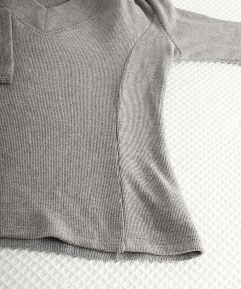 Vネック 長袖Tシャツ 韓国風カットソー レディーストップス 無地 セクシー シンプル スリムフィット 伸縮性 着やせ オフィスカジュアル 大人可愛い きれいめ 99BMFS-002