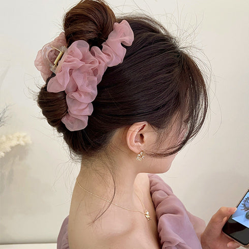 ヘアクリップ フリル バンスクリップ レディース ヘアアレンジ まとめ髪 ヘアアクセ 髪飾り きれいめ オルチャン おしゃれ 大人 可愛い デート 雑貨グッズ 99BRSP-001