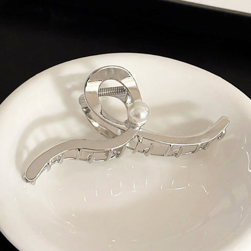 メタルヘアクリップ パール レディース バンスクリップ ヘアアクセサリー シルバー 大人 女子会 髪留め ファッション小物 オフィスカジュアル おしゃれ 99BYSP-002