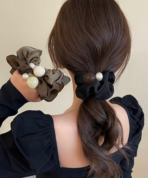シュシュ ヘアゴム パール 髪飾り レディース ボリューム オルチャン おしゃれ カジュアル 大人 可愛い 雑貨 簡単 プレゼント デート 発表会 99BYSP-003