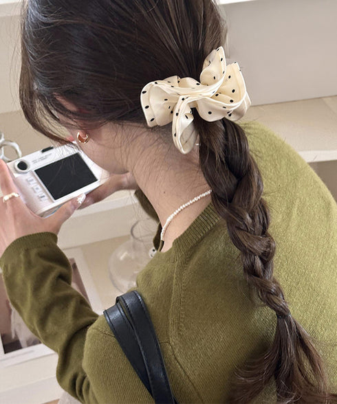 ドット柄シュシュ ヘアゴム 髪飾りグッズ レディース ヘアアクセサリー まとめ髪 髪留め 簡単 ヘアアレンジ 大人可愛い カジュアル オルチャン 99BYSP-005